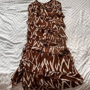 Brown and White Patterned Women's Dress